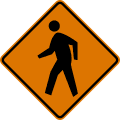 Pedestrians road sign (MUTCD MUCTD_W11-2_(Temporary))