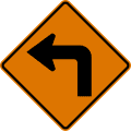 Turn (left) road sign (MUTCD CW1-1L)