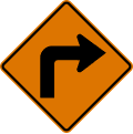 Turn (right) road sign (MUTCD CW1-1R)
