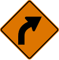 Curve (right) road sign (MUTCD CW1-2R)