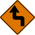 Reverse turn (left) road sign (MUTCD CW1-3L)