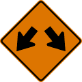 Double arrow road sign (MUTCD CW12-1)