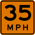 Speed advisory road sign (MUTCD CW13-1P)