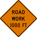 Road work (distance) ahead road sign (MUTCD CW20-1)