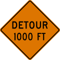 Detour (distance) ahead road sign (MUTCD CW20-2)