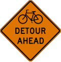 Bicycle detour (distance) ahead road sign (MUTCD CW20-2a)