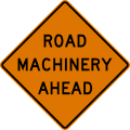 Road machinery (distance) ahead road sign (MUTCD CW21-3)