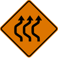 Double reverse curve (left) (3 lanes) road sign (MUTCD CW24-1bL)