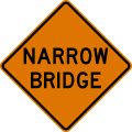 Narrow bridge road sign (MUTCD CW5-2)