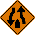 Divided highway ends road sign (MUTCD CW6-2)