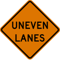 Uneven lanes road sign (MUTCD CW8-11)