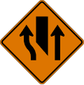 Interior lane shift ahead road sign (MUTCD CW9-3L)