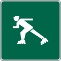 Skaters permitted road sign (MUTCD D11-13)