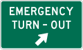 Emergency turn-out (diagonal right arrow) road sign (MUTCD D17-6)