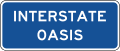 Interstate oasis (plaque) road sign (MUTCD D5-12aP)