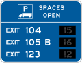 Truck parking availability - exit number road sign (MUTCD D9-16b)