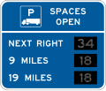 Truck parking availability - distance road sign (MUTCD D9-16c)