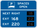 Truck parking availability - combined road sign (MUTCD D9-16e_(3_exits))