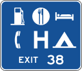 General services (up to 6 symbols) with exit number road sign (MUTCD D9-18b_(exit_number))