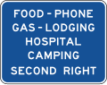 General services with action message road sign (MUTCD D9-18c)