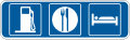 Rural interchange general services (up to 3 symbols) (plaque) road sign (MUTCD D9-18dP)