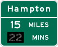 Distance and Travel Time road sign (MUTCD E7-5_(destination))