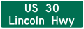 Grade separation identification (2-line) road sign (MUTCD I2-3a_(numbered_and_named))