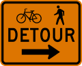 Bicycle and Pedestrian Detour Right Arrow road sign (MUTCD M4-9aR)
