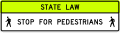 Overhead pedestrian crossing road sign (MUTCD R1-9a_(fluorescent))