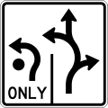 Advance circular intersection lane control (2 lanes) road sign (MUTCD R3-8_(Circular_Intersection_1))