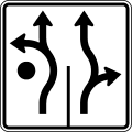 Advance circular intersection lane control (2 lanes) road sign (MUTCD R3-8_(Circular_Intersection_2))