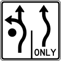 Advance circular intersection lane control (2 lanes) road sign (MUTCD R3-8_(Circular_Intersection_3))