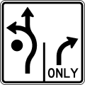 Advance circular intersection lane control (2 lanes) road sign (MUTCD R3-8_(Circular_Intersection_4))