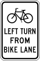 Bicycle left turn from bike lane road sign (MUTCD R9-23aL_(2023))