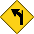 Curve with tangent (left) road sign (MUTCD W1-10bL)