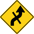 Reverse curve with crossroad (right) road sign (MUTCD W1-10eR)