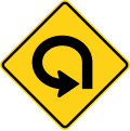 270 degree loop curve (left) road sign (MUTCD W1-15L)