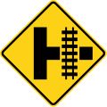 Side road with parallel tracks (right) road sign (MUTCD W10-3R)