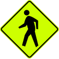 Pedestrians road sign (MUTCD W11-2_(fluorescent))
