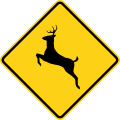 Deer road sign (MUTCD W11-3)