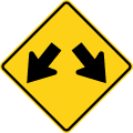 Double arrow road sign (MUTCD W12-1)