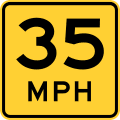 Speed advisory road sign (MUTCD W13-1P)