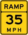 Ramp speed advisory road sign (MUTCD W13-3)