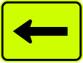 Supplemental arrow to the left (plaque) road sign (MUTCD W16-5PL_(fluorescent))