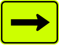 Supplemental arrow to the right (plaque) road sign (MUTCD W16-5PR_(fluorescent))