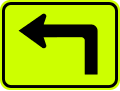Supplemental arrow to the left (plaque) road sign (MUTCD W16-6PL_(fluorescent))