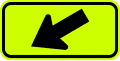 Downward diagonal arrow to the left (plaque) road sign (MUTCD W16-7PL_(fluorescent))