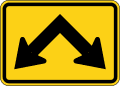 Dual Downward Diagonal Arrow (plaque) road sign (MUTCD W16-7aP)