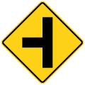 Side road (left) road sign (MUTCD W2-2L)