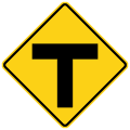 T-intersection road sign (MUTCD W2-4)